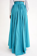 Turquoise High waist gathered long skirt 81317