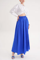 Navy Blue Long skirt with elastic waist 81320