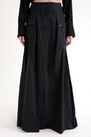 Black Gathered button detailed skirt 81321