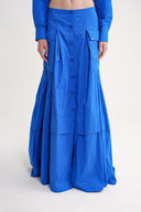 Blue Gathered button detailed skirt 81321