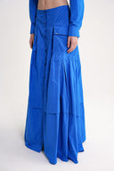 Blue Gathered button detailed skirt 81321