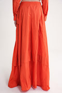 Orange Gathered button detailed skirt 81321