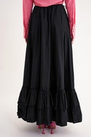 Black Long skirt with elastic waist and drawstring 81327