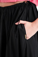 Black Long skirt with elastic waist and drawstring 81327