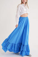 Blue Long skirt with elastic waist and drawstring 81327