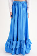 Blue Long skirt with elastic waist and drawstring 81327