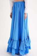 Blue Long skirt with elastic waist and drawstring 81327