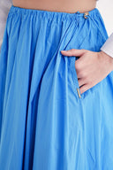 Blue Long skirt with elastic waist and drawstring 81327