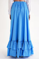 Blue Long skirt with elastic waist and drawstring 81327