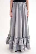 Gray Long skirt with elastic waist and drawstring 81327