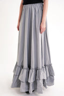 Gray Long skirt with elastic waist and drawstring 81327