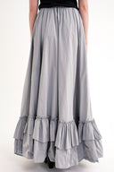 Gray Long skirt with elastic waist and drawstring 81327