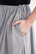 Gray Long skirt with elastic waist and drawstring 81327
