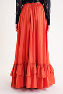 Orange Long skirt with elastic waist and drawstring 81327