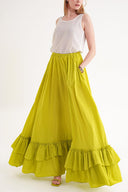 Acid Yellow Long skirt with elastic waist and drawstring 81327