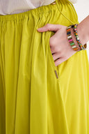 Acid Yellow Long skirt with elastic waist and drawstring 81327