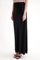 Black Long satin skirt with elastic waist 81331