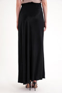 Black Long satin skirt with elastic waist 81331