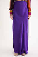 Purple Long satin skirt with elastic waist 81331