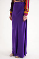 Purple Long satin skirt with elastic waist 81331