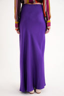 Purple Long satin skirt with elastic waist 81331