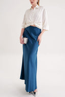 Oil Long satin skirt with elastic waist 81331