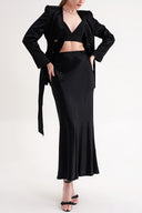 Black Elastic waist long skirt 81333