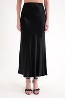 Black Elastic waist long skirt 81333