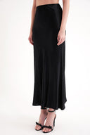 Black Elastic waist long skirt 81333