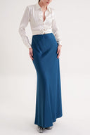 Oil Elastic waist long skirt 81333