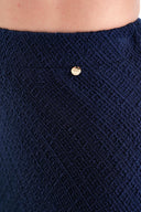 Navy Blue Elastic waist long skirt 81338