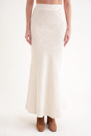 Ecru Elastic waist long skirt 81338