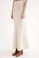 Ecru Elastic waist long skirt 81338