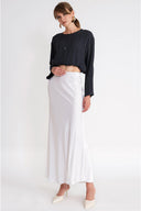 White Elastic waist long skirt 81339