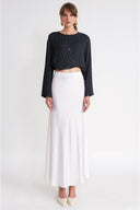 White Elastic waist long skirt 81339