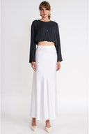 White Elastic waist long skirt 81339