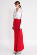 Red Elastic waist long skirt 81339
