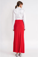 Red Elastic waist long skirt 81339