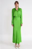 Green Elastic waist long skirt 81339