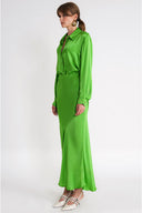 Green Elastic waist long skirt 81339