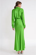 Green Elastic waist long skirt 81339