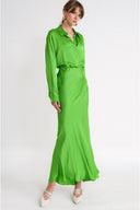 Green Elastic waist long skirt 81339