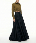 Black High waist skirt with pleated detail 81340