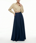 Navy Blue High waist skirt with pleated detail 81340