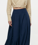 Navy Blue High waist skirt with pleated detail 81340