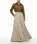 Beige High waist skirt with pleated detail 81340