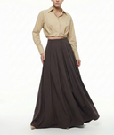 Brown High waist skirt with pleated detail 81340