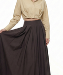 Brown High waist skirt with pleated detail 81340