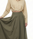 Khaki High waist skirt with pleated detail 81340
