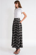 Black High waist godet long skirt 81346